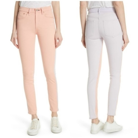 Rag & Bone “Modele” skinny jeans in a rare peach + lilac design. Size 23.NWT - Picture 1 of 3